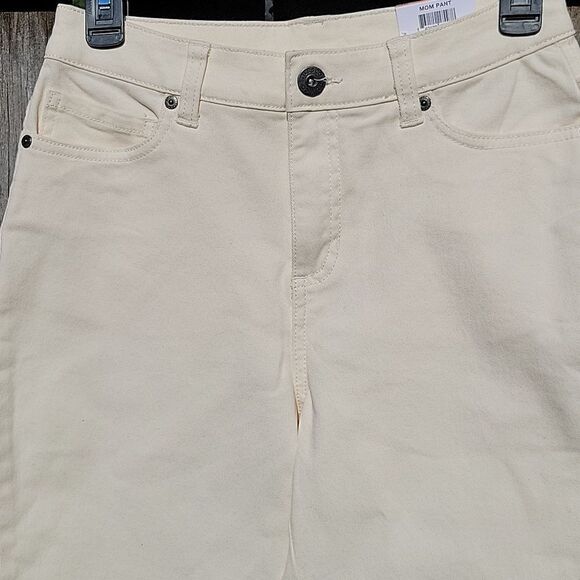 🦋Cropped high rise Embellished denim pant size Mom jeans comfortable 2P - Picture 4 of 11